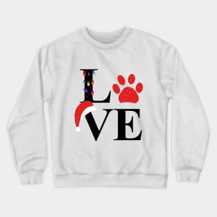 Love text with paw print and colorful light bulb Crewneck Sweatshirt